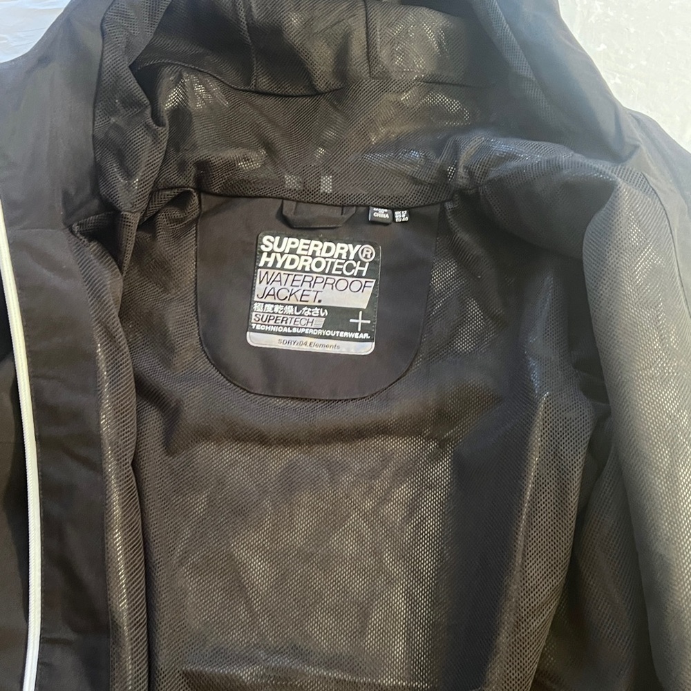 Superdry Black Raincoat Waterproof Jacket